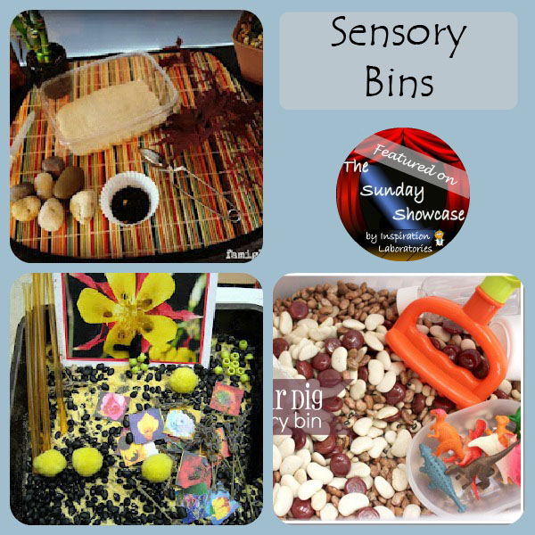 Sensory bins featured at the Sunday Showcase