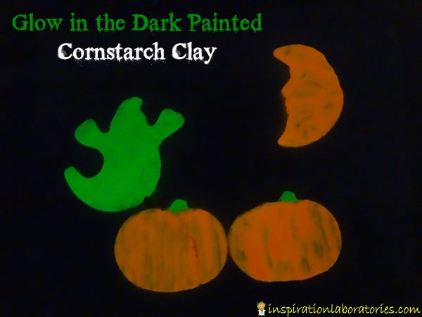 glow in the dark painted cornstarch clay
