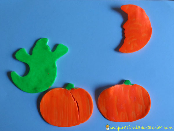 glow in the dark painted Halloween shapes