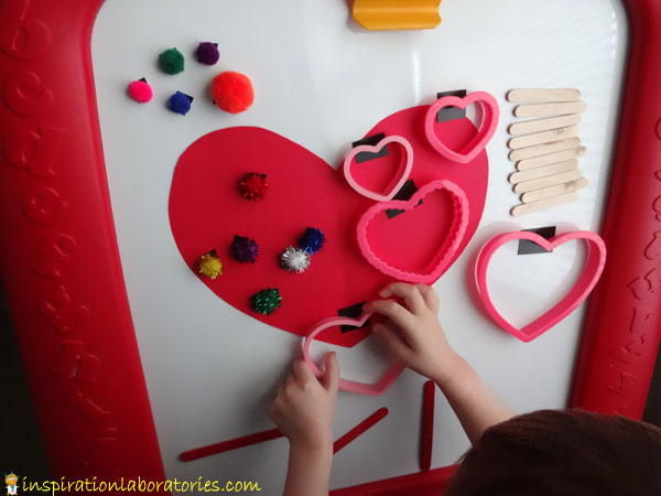 Valentine Hearts on the Magnet Board