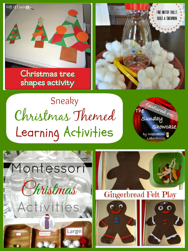 Sneaky Christmas Learning Activities Featured on the Sunday Showcase at Inspiration Laboratories - Kids will think they are just have some Christmas fun, but they are also learning in the process.