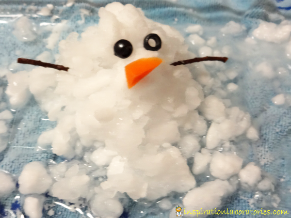Fizzy Melting Snowman made with crushed ice