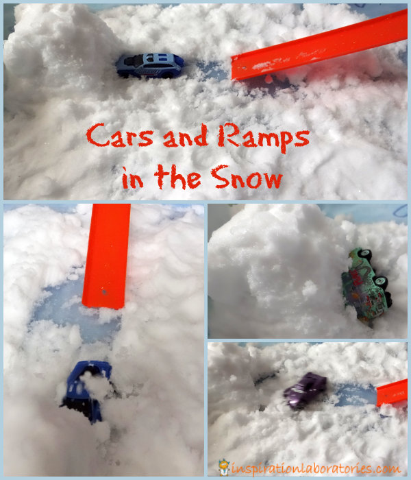 Cars and Ramps in the Snow - a fun science exploration!