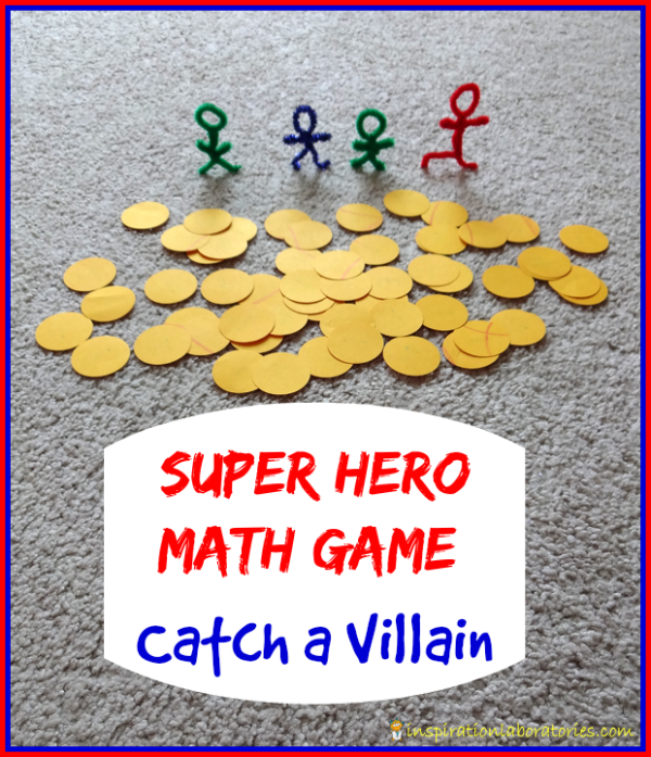 Super Hero Math Game: Catch a Villain - Practice number recognition, counting, and addition in this great game that gets kids moving. Have fun #SuperHeroing!