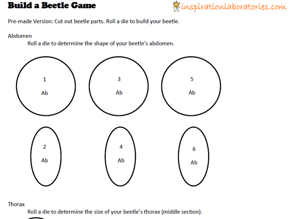 Build a Beetle Game Inspired by Beetle Bop by Denise Fleming