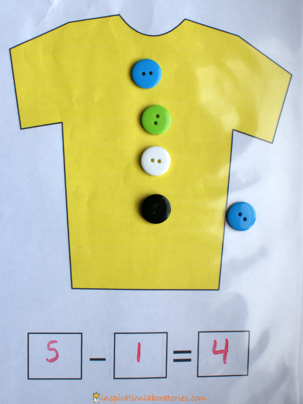 button subtraction with Pete the Cat