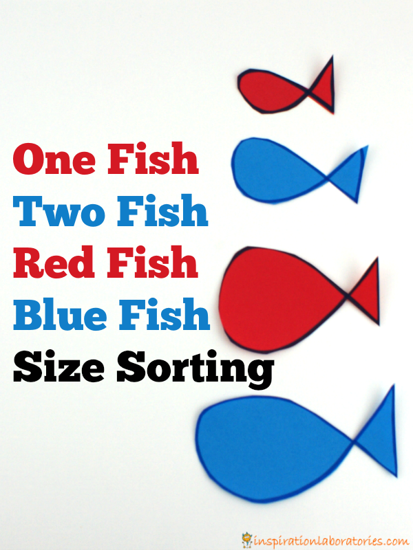 One Fish Two Fish Red Fish Blue Fish Size Sorting - a fun way to practice measuring and sorting by size