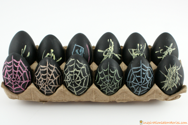 chalkboard spiderweb eggs