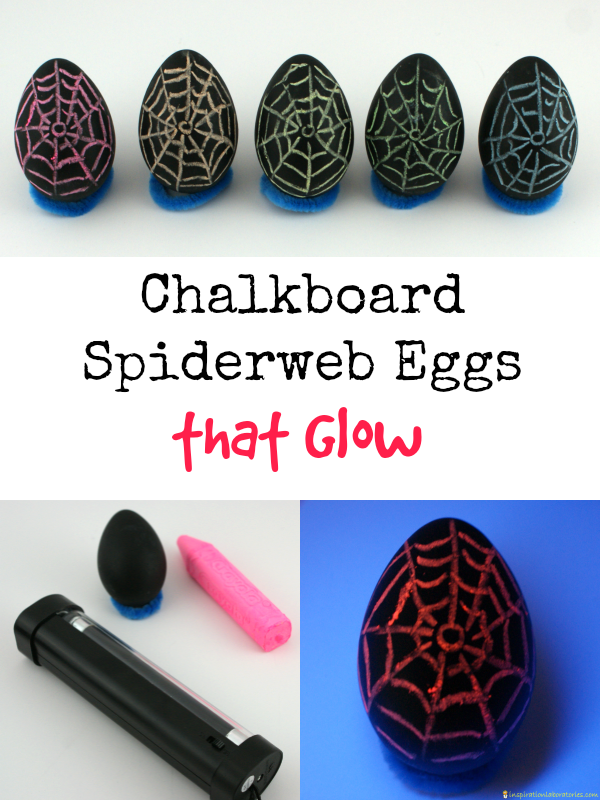 Chalkboard spiderweb eggs that glow