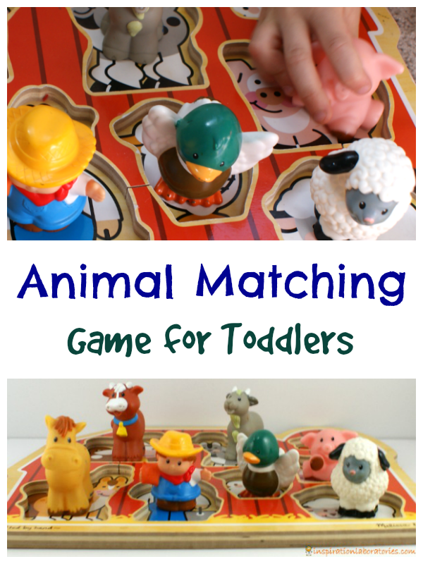 Use this fun animal matching game for toddlers to practice fine motor skills and language skills.