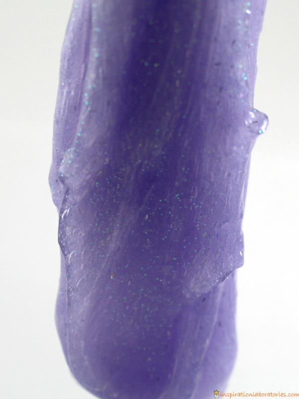 Purple glitter space slime is super stretchy!