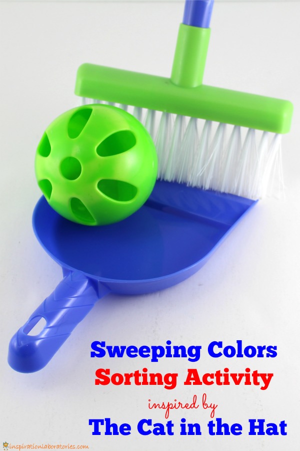 Sweep up the colors in this fun color sorting activity for toddlers. Part of the Virtual Book Club for Kids featuring The Cat in the Hat.