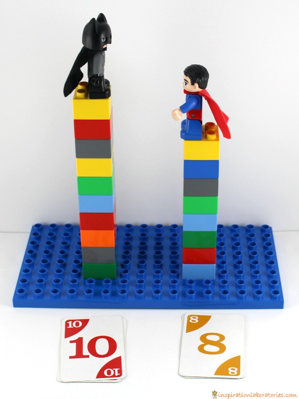 Play a Batman vs Superman Math Game to practice comparing numbers and addition! It's tons of super hero fun.