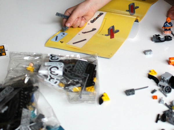 building the Batboat LEGO set