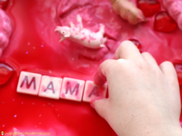 Valentine Frozen Oobleck with Letters