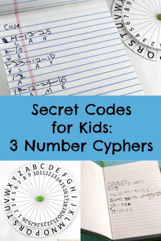 Kids love secret messages and secret codes. Here are 3 number cyphers to try.