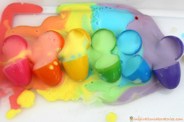 Use a classic science experiment to make these awesome rainbow foam eggs.