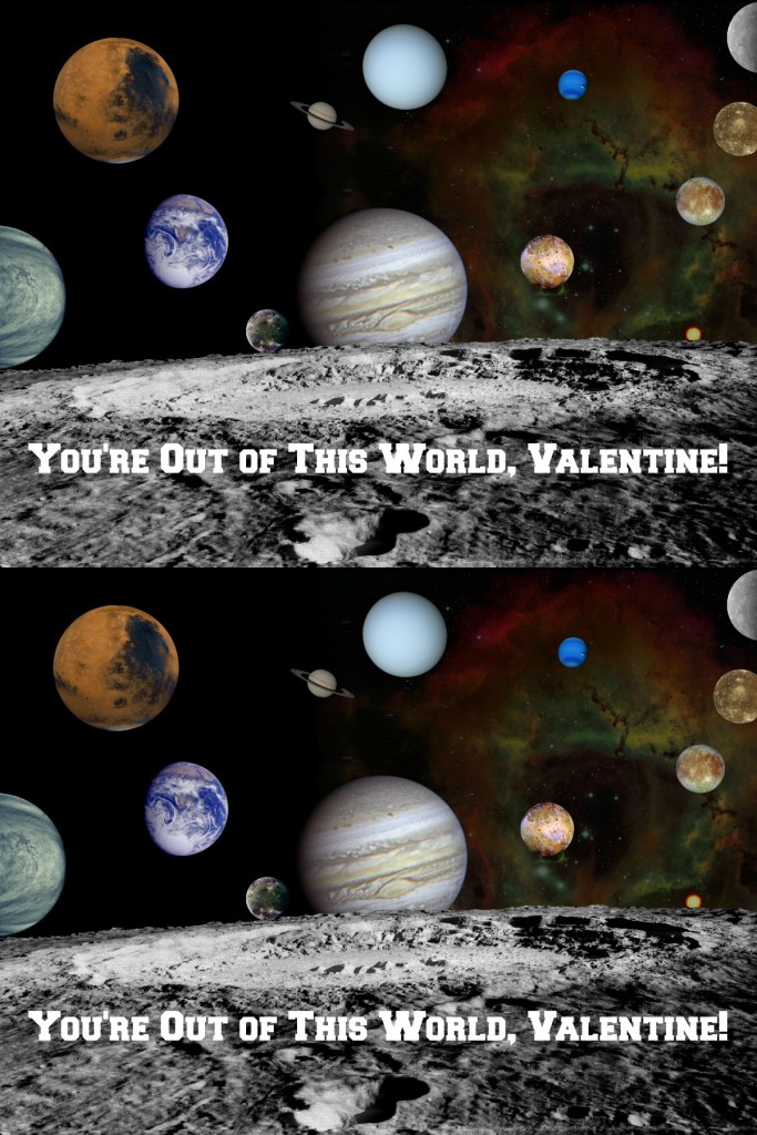 Solar system valentine cards - free to print out