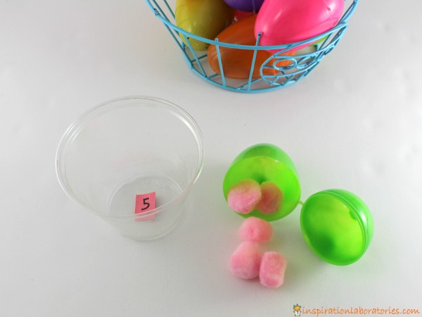 Play an Easter egg counting game to practice counting and fine motor skills.