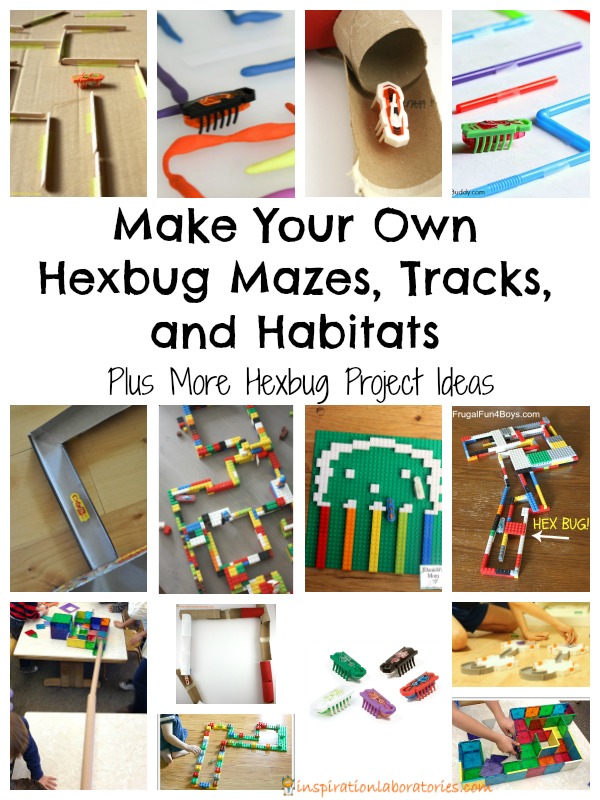 Make your own hexbug mazes, tracks, and habitats! Build with materials and toys you have around your house.