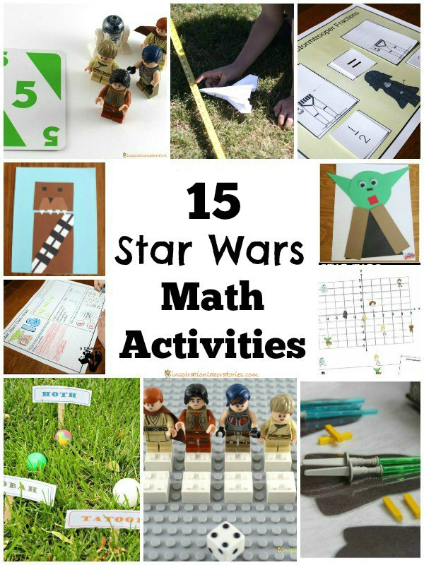 collage of Star Wars math activities