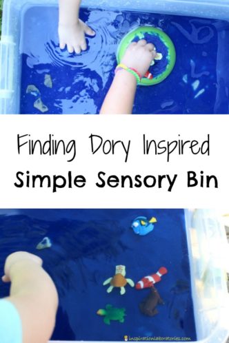 Create a simple sensory bin inspired by Finding Dory