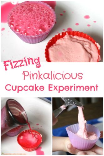 Set up a simple science experiment to test what combination of ingredients makes the best fizzing pinkalicious cupcakes.