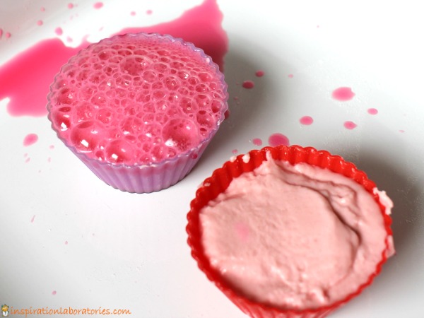 Set up a simple science experiment to test what combination of ingredients makes the best fizzing pinkalicious cupcakes.