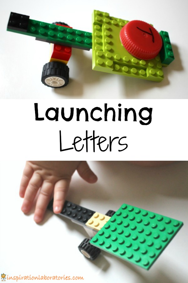 Watch those letters fly! Launching letters is a fun way to combine catapults with learning letters.