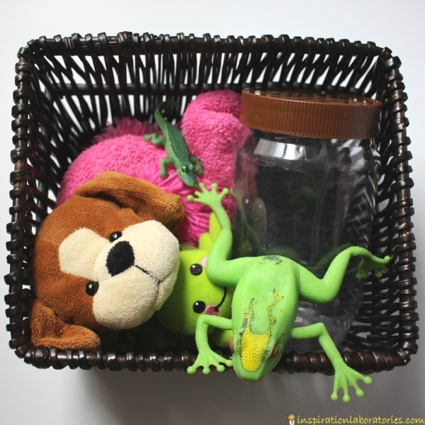 Create a storytelling basket for the book, Ah Ha! by Jeff Mack.