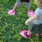 Use paper plates as stepping stones for a fun race.