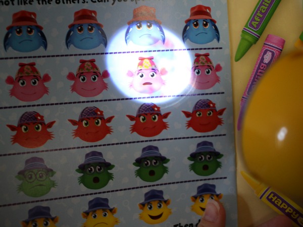 The Moodsters Quigly activity book and Feelings Flashlight