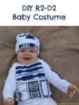 Use a freezer paper stencil to make an R2-D2 costume for baby.