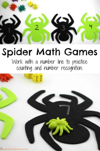 Play spider math games to work on counting and number recognition plus get kids moving.