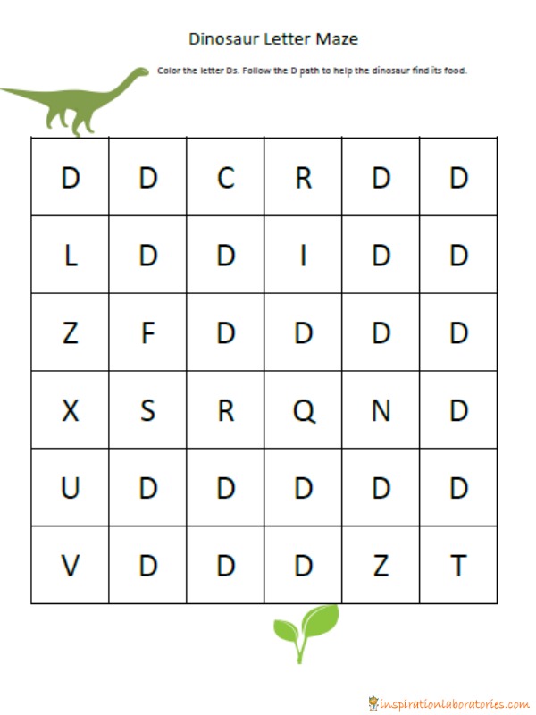 dinosaur letter d maze