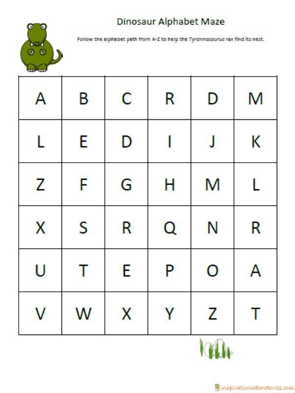 dinosaur alphabet maze