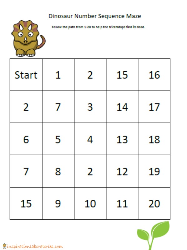 Dinosaur number sequence maze