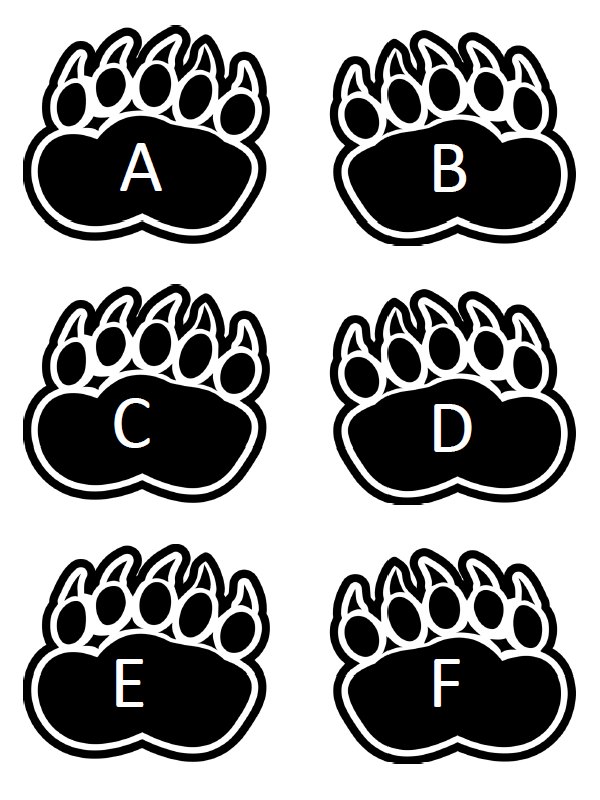 Print out the bear paw alphabet tracks.