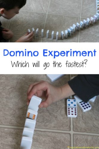 Design a domino experiment to determine which domino chain will go the fastest.