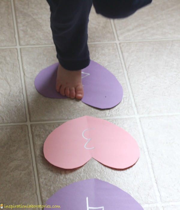 Get moving and counting with a valentine hearts number line matching game.