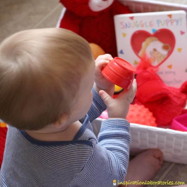 valentine discovery basket for baby