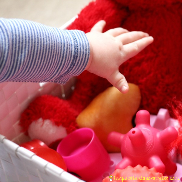 valentine discovery basket for baby