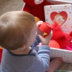 Make a valentine themed discovery basket for baby.