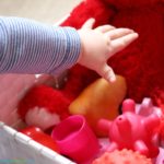 Make a valentine themed discovery basket for baby.