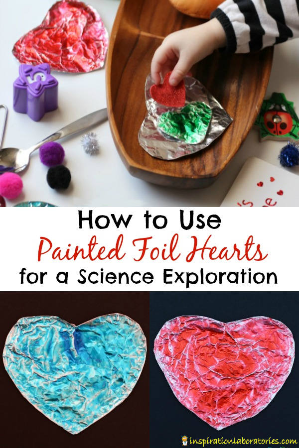Learn how to make and use painted foil hearts to explore shiny vs. dull. This is a great preschool science activity inspired by Ollie's Valentine.