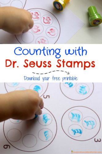Use festive stamps to practice counting. Perfect for Dr. Seuss Day and Read Across America.