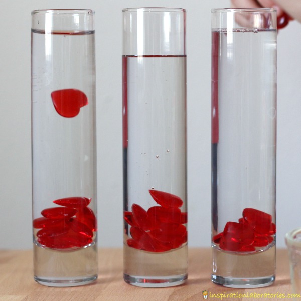 Raining Hearts Viscosity Experiment - a science exploration for Valentine's Day inspired by The Day It Rained Hearts by Felicia Bond