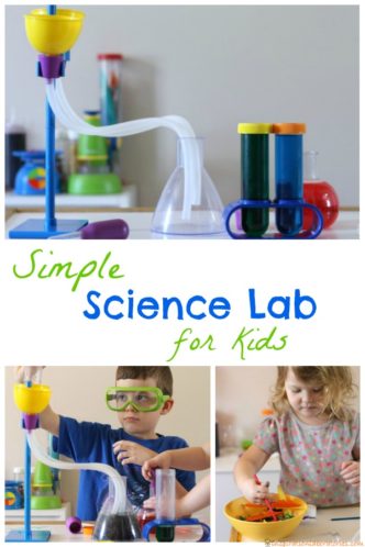Set up a simple science lab for kids to conduct science investigations.