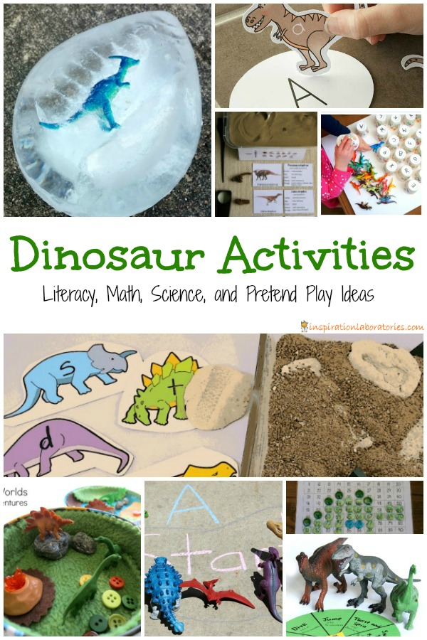 30 Dinosaur Activities for Kids includes literacy, math, science, and pretend play ideas