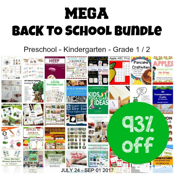 MEGA Back to School Bundle - awesome collection of ebooks, printable packs, and activity ideas for preschool, kindergarten, first grade, and second grade